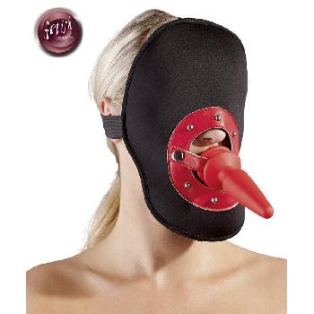 Maschera Sadomaso con Plug anale in neoprene di colore nero con apertura sulla bocca