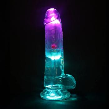 Dildo vibrante con luci LED e testicoli 6 pollici