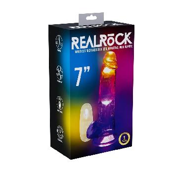 Dildo vibrante con luci LED e testicoli 7 pollici