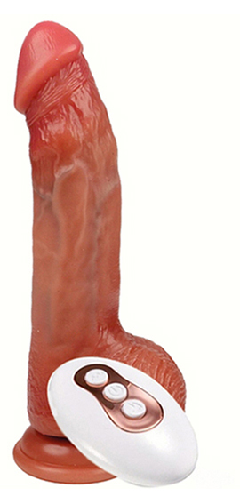 Vibratore morbido in silicone con testicoli 23 cm telecomando wireless