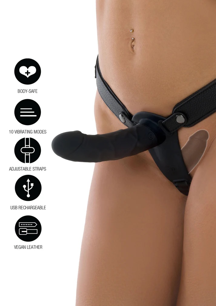Strap on doppio per donne con vibrazione
