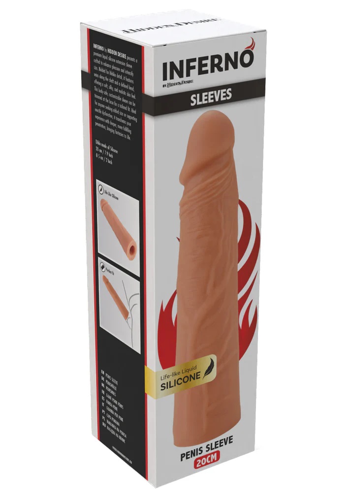 Prolunga 20 cm in silicone liquido realistica pene indossabile uomo