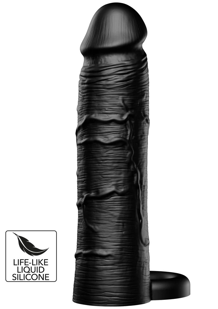 Prolunga pene 18 cm super realistico nero con anello