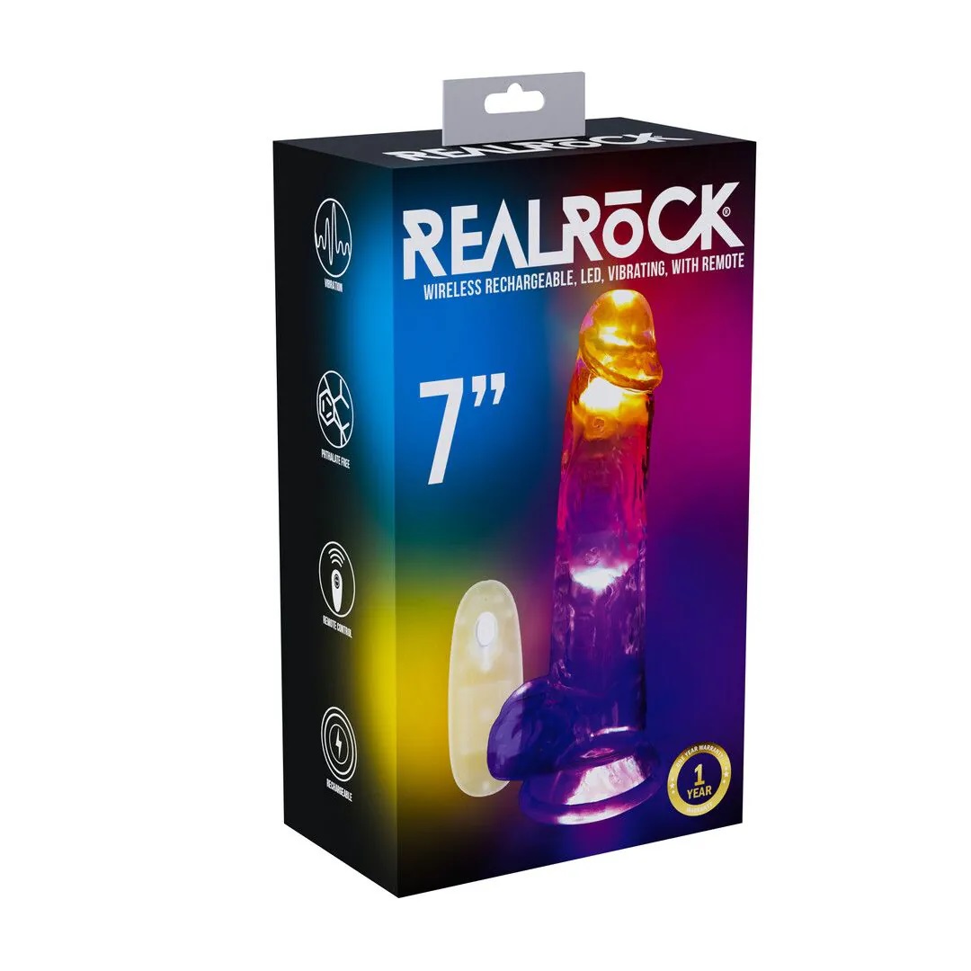Dildo vibrante con luci LED e testicoli 7 pollici